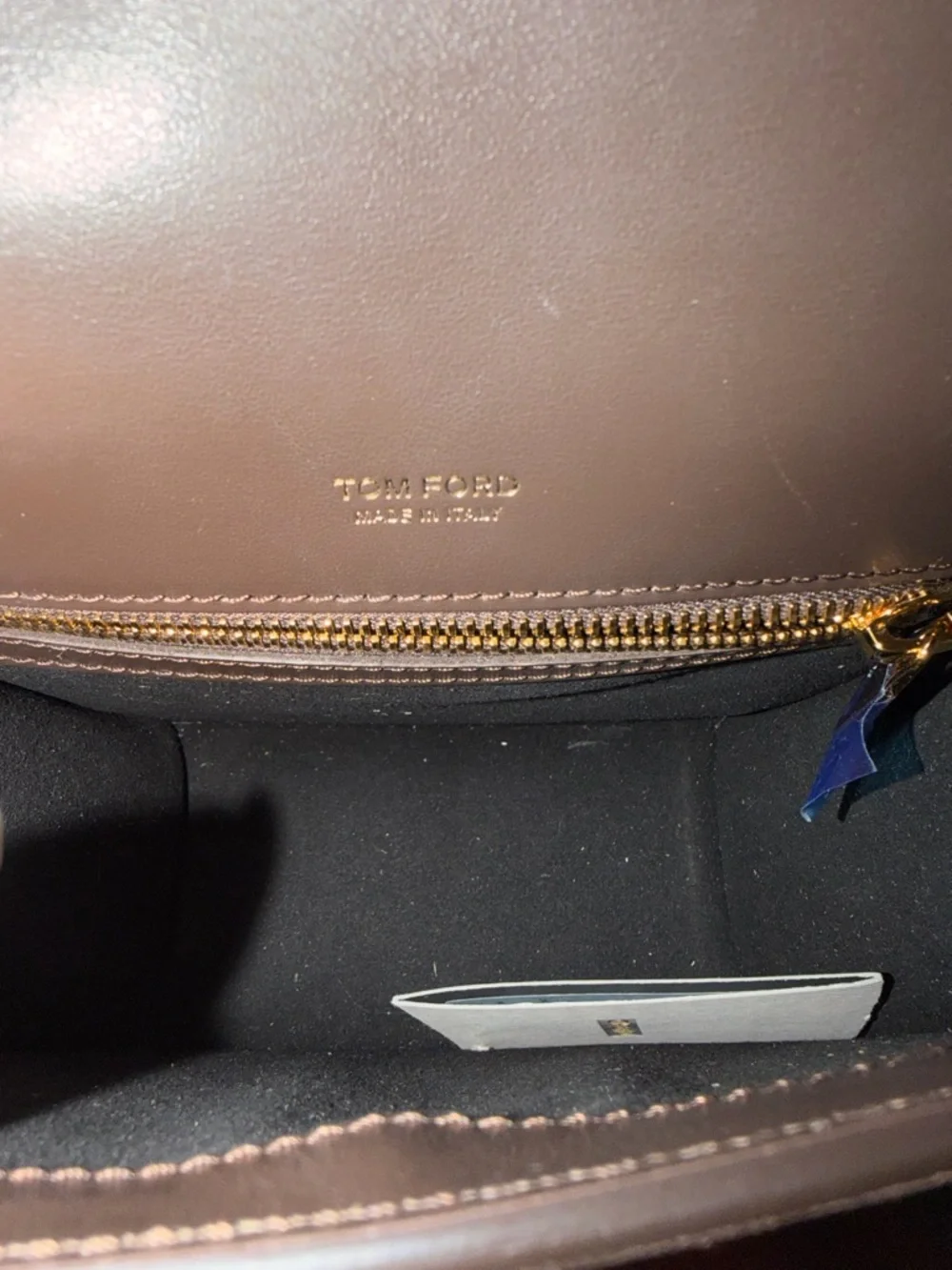 Tom Ford Dark Brown Suede Messenger Bag with Gold-Tone Hardware - Picture 3 of 10